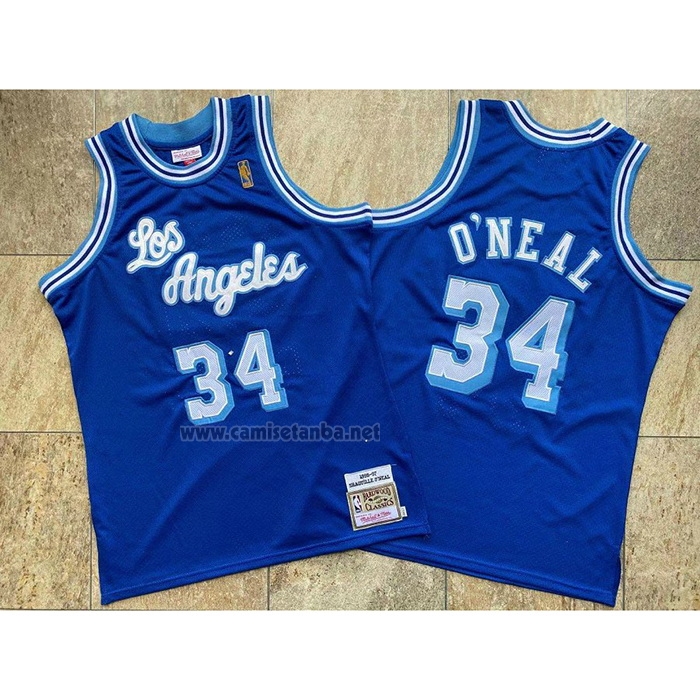Camiseta Los Angeles Lakers Shaquille O'Neal #34 Retro 1996-97 Azul